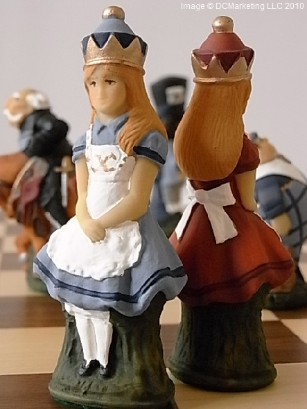 Alice In Wonderland Hand 
Painted Theme Chess Set